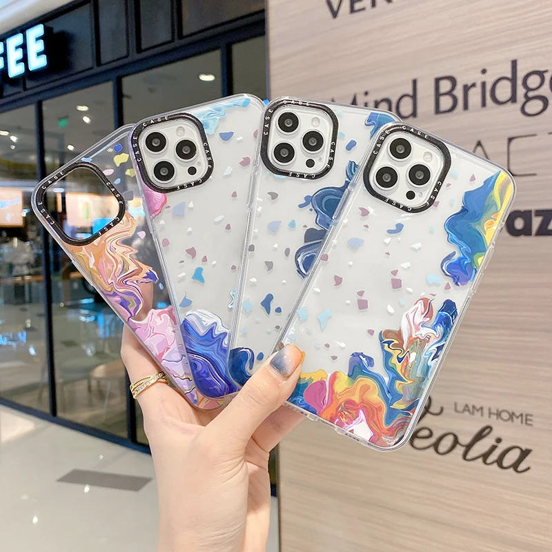 

Watercolor Transparent Case for iPhone 11 Silicone Case for iPhone 12 11 Pro Max X XR XS Max 12 Mini 7 8 6s Plus Soft Back Cover