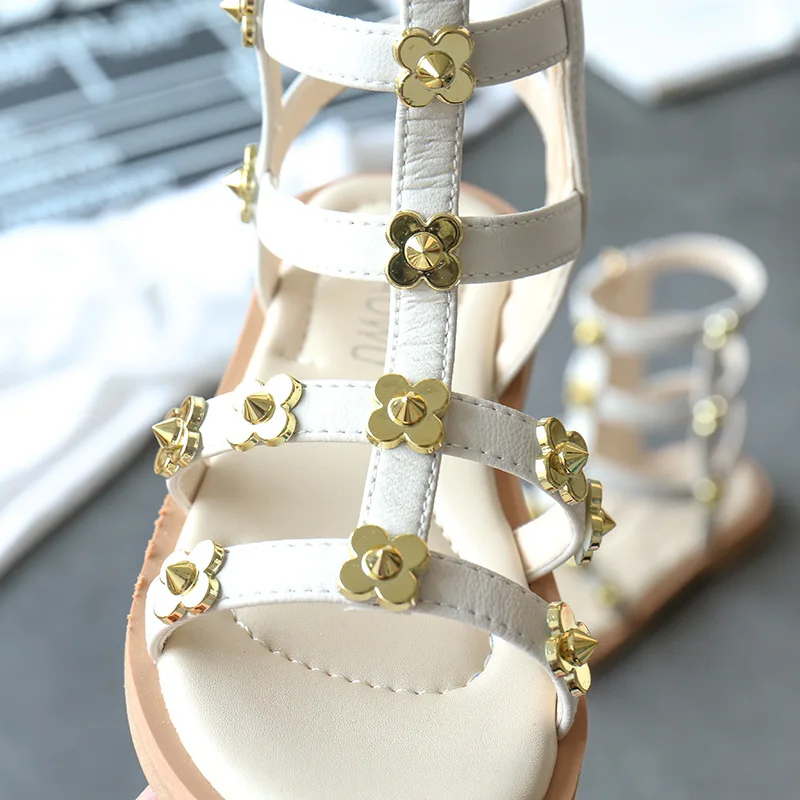 Summer Kids High Gladiator Sandals Children Black Princess Shoes Baby Girls Rivets Beach Flower Brand New 2020 | Детская одежда и