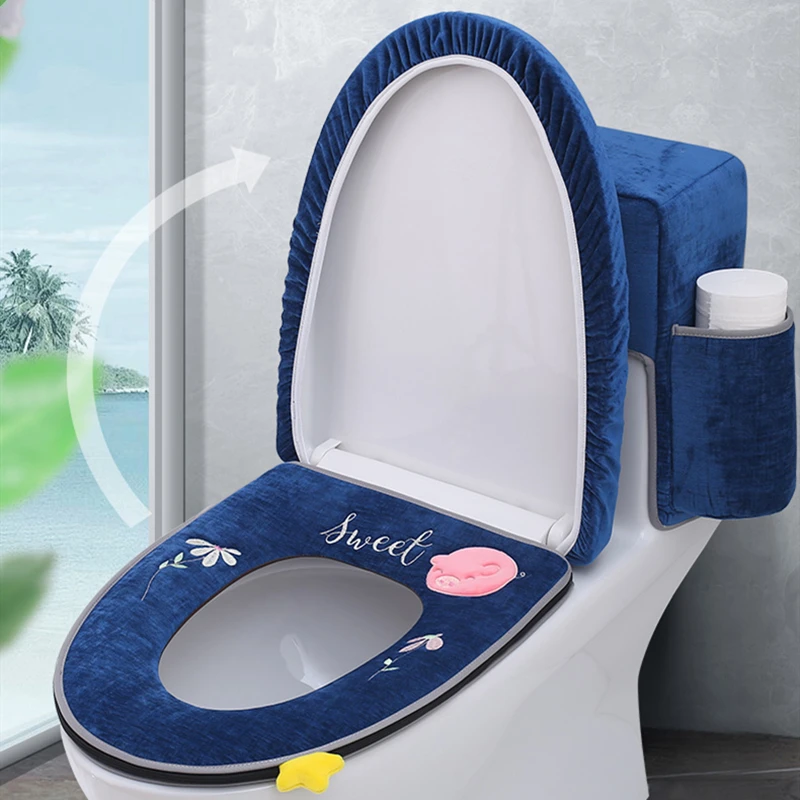 Чехол на сиденье унитаза 3 предмета в комплекте бархатная теплая подушка бытовой