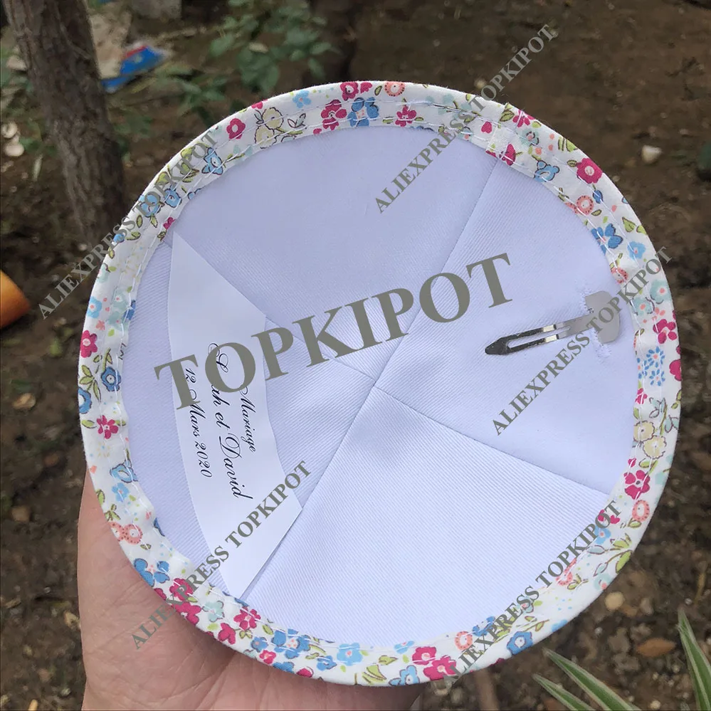 Еврейская слоновая кость льняная KIPPAS с персональным вышитым логотипом