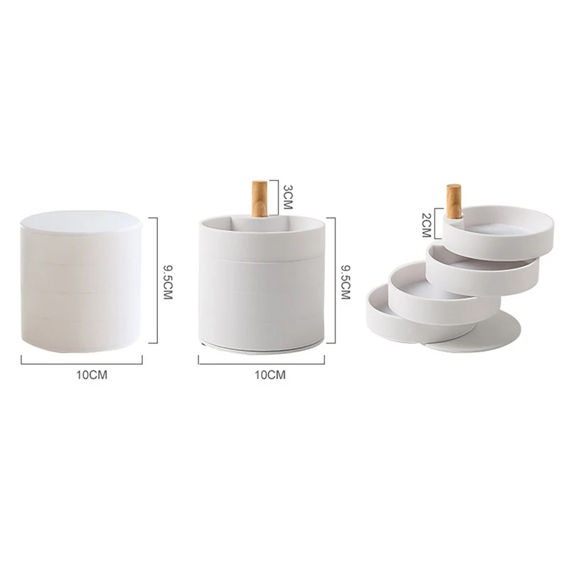 

Fashion Japanese Jewelry Storage Box Cylinder Shaped Rotatable Four-Layers Ring Necklace Earring Accessories Plastic Storage Box