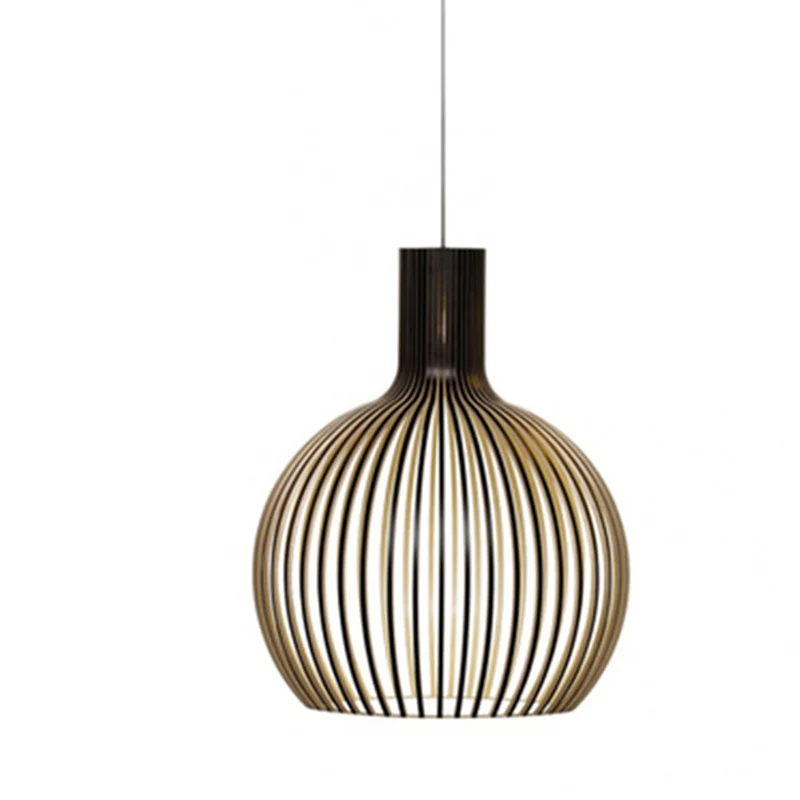 

Nordic black Wood Birdcage Pendant Lights Designer E27 Bulb Bamboo Weaving Wood for kitchen Living Room bedroom Cafe Loft
