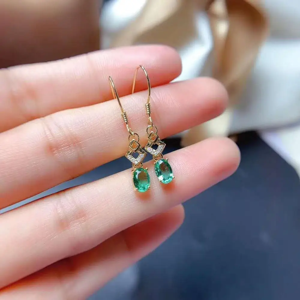 

Natural High Quality Emerald Earrings S925 Pure Silver Fine Fashion Charming Wedding Jewelry for Women Free Shipping