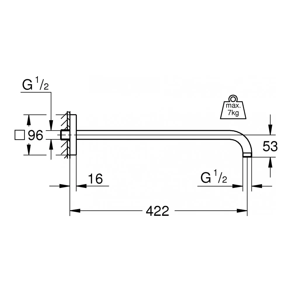 Кронштейн для верхнего душа Grohe Rainshower neutral настенный с кронштейном 422 см 26145000 |