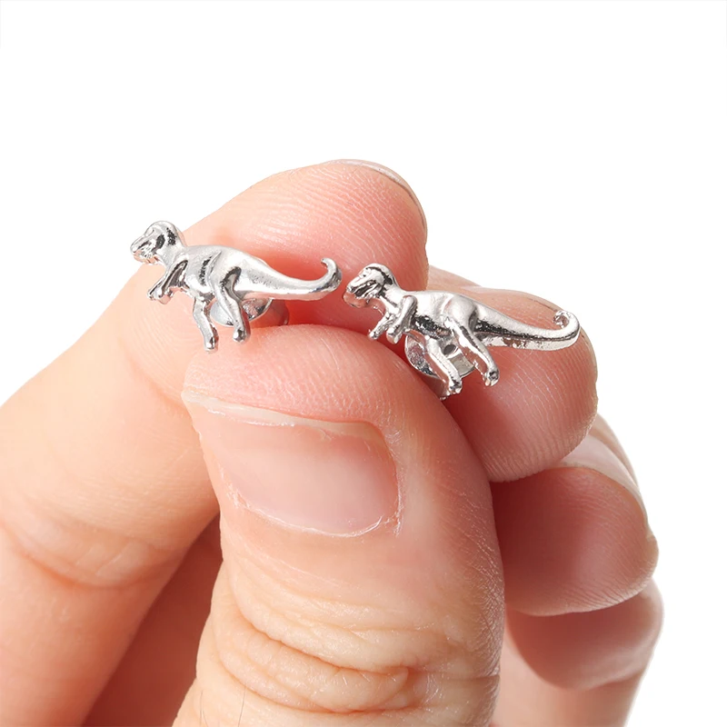 3 пары милые металлические серьги гвоздики в форме динозавра для панк маленькие с