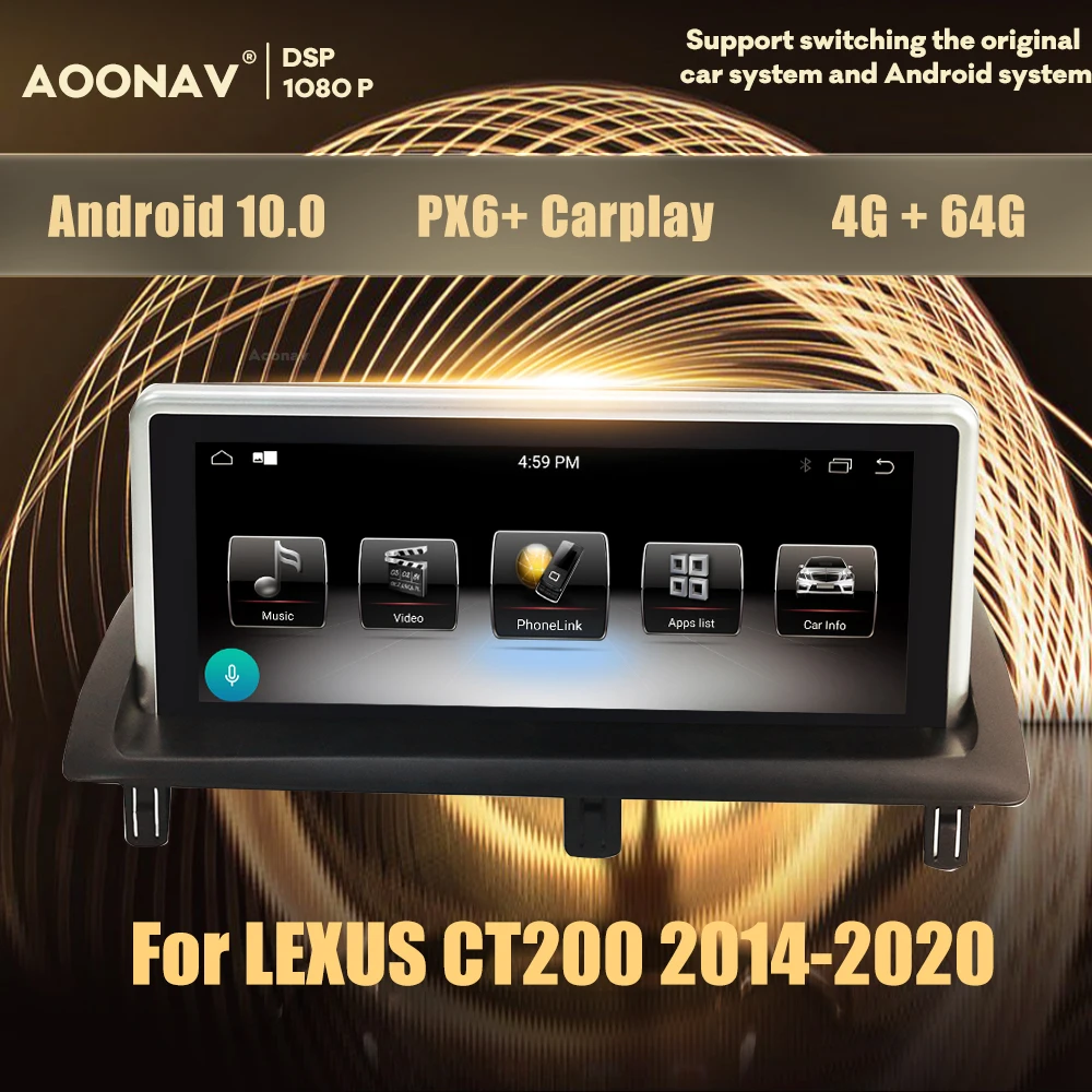 

Автомобильная Мультимедийная система, 2 din, Android PX6 для lexus CT CT200 CT200h 2011-2017, головное устройство, GPS-навигатор