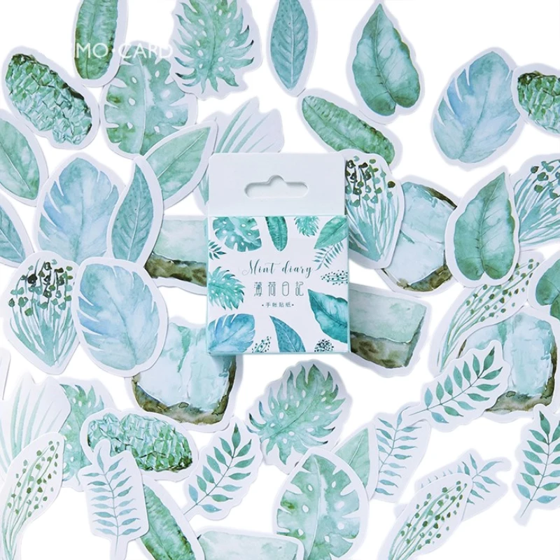 

45 шт., мятный дневник, наклейка, синий цвет, «сделай сам» для альбома, дневника, руки, аккаунта, украшение, милая наклейка s, зеленая, скрапбуки...
