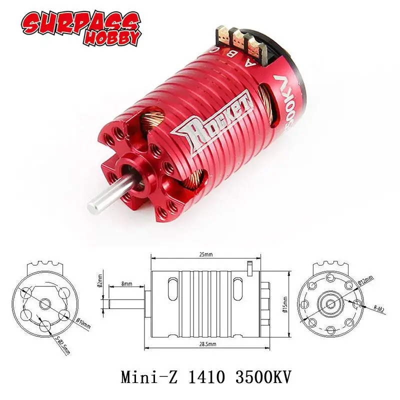 Бесщеточный двигатель Rocket MINI1410 3500KV для Kyosho Mr03 Pro Atomic DRZ 1/24 1/28 1/32 RC Mini Z Drift Car|Детали и