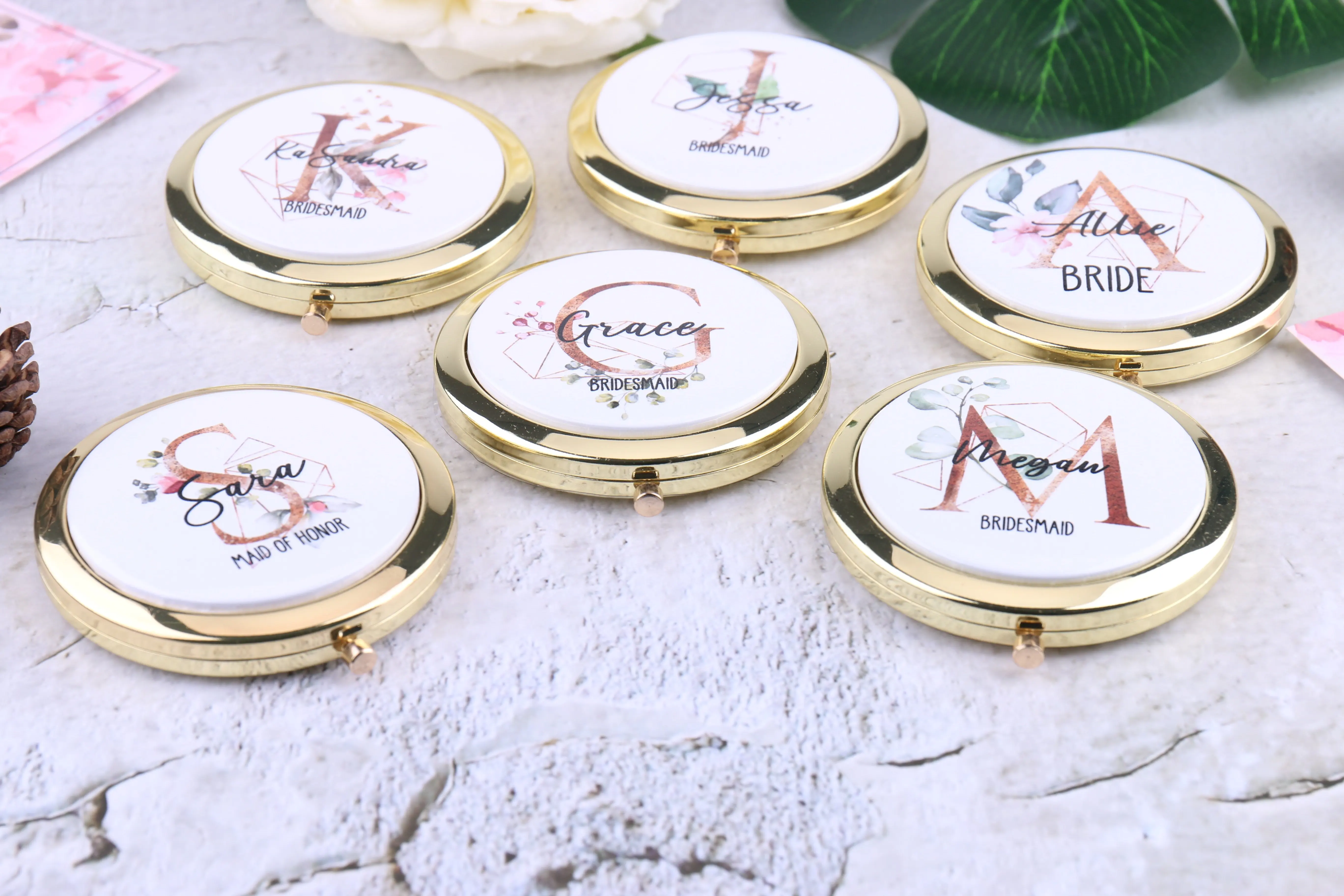 Милые подарки для подружек невесты уникальные зеркальные компакты Золотые