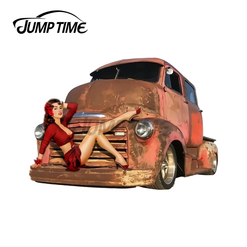

JumpTime 13x11,5 см Chevy COE Pinup Girl автомобильные наклейки на бампер, окна, модные наклейки для кузова автомобиля, Стайлинг автомобиля, фургон, внедорож...
