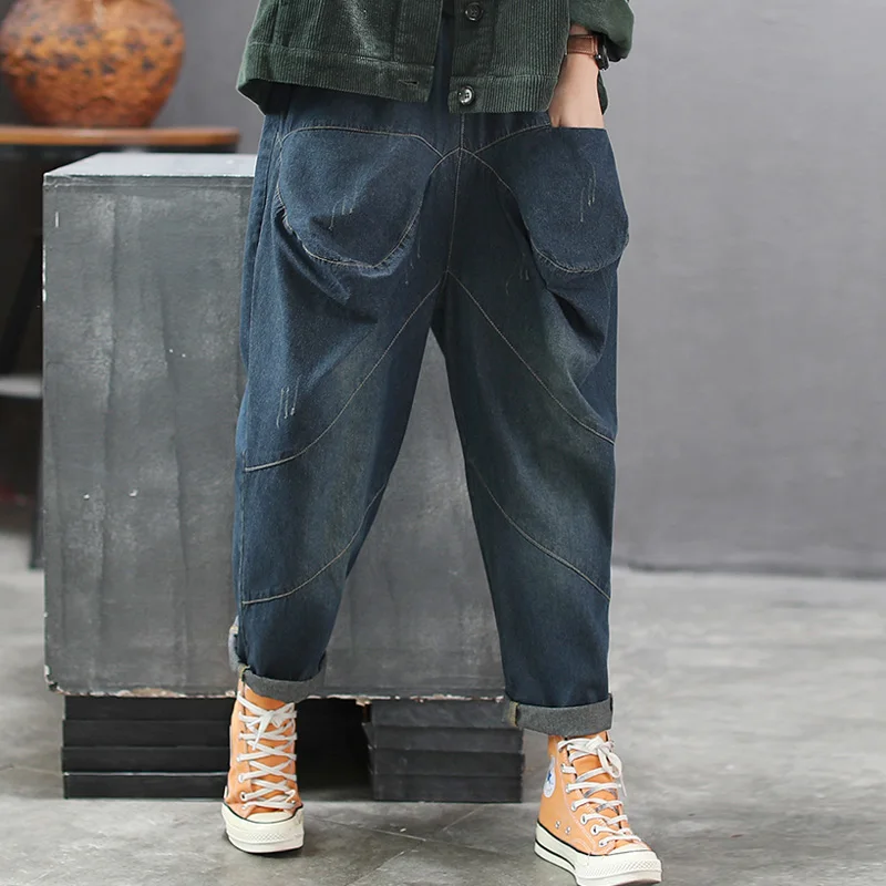 Женские Длинные шаровары Johnature повседневные свободные универсальные брюки со