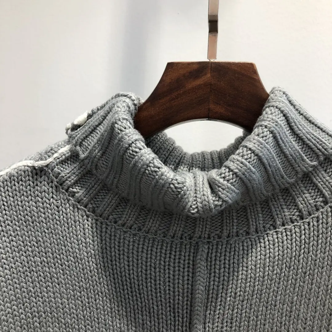 Ladies 2021 New Fashion Long Sleeve Sexy Casual Contrast Knit Turtleneck Sweater 1127