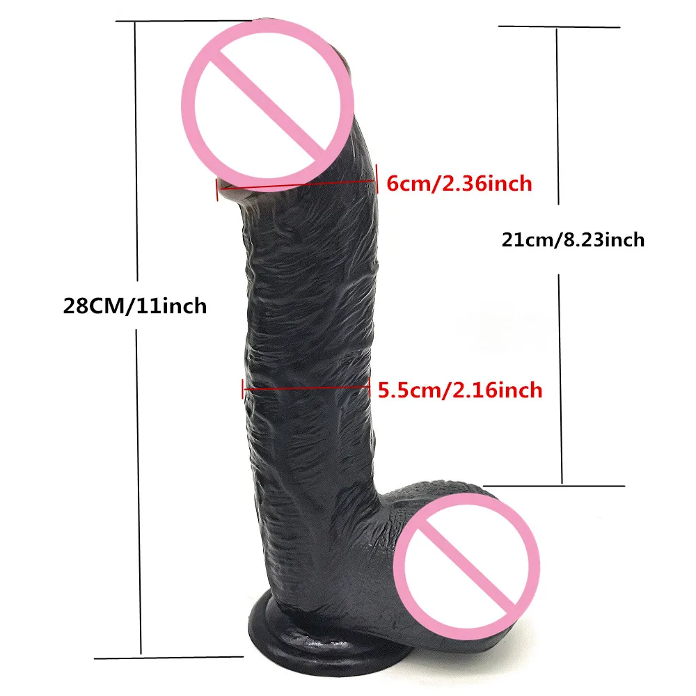 Черный гигантский реалистичный фаллоимитатор с сильной присоской Супер