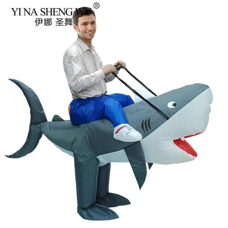 

Inflatable Costume Shark Halloween Cosplay Man-Eating Shark Carnival Party Costume Suit For Adult Women Men Animal Cosplay Prop