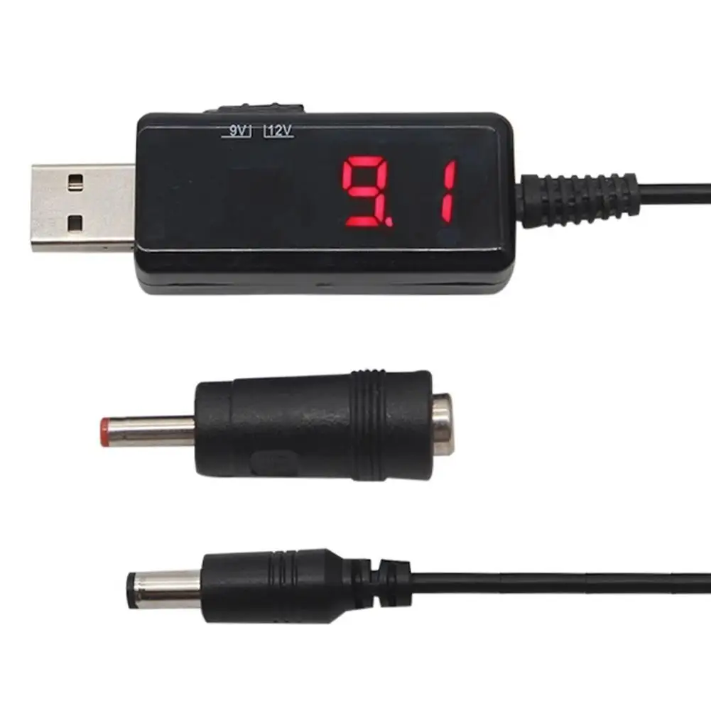 Cable convertidor USB a DC, convertidor de voltaje ajustable de 5V a 9V y 12V, transformador de pantalla Led, regulador de potencia de CC
