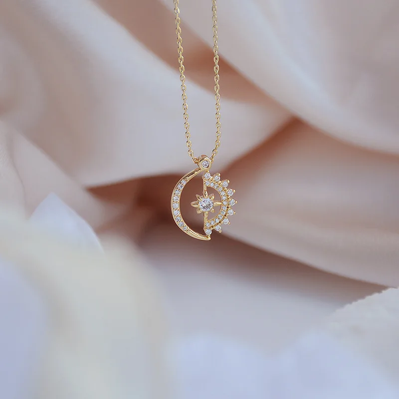 

2021 New Fashion Bling AAA Zircon Moon Chain Necklace Quisite Feminia Women Choker Elegant Charm Wedding Pendant Jewelry