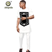 2019 african shirt suit for men dashiki short sleeve tops and ankara pants print outfit clothing tracksuit afripride s1916024