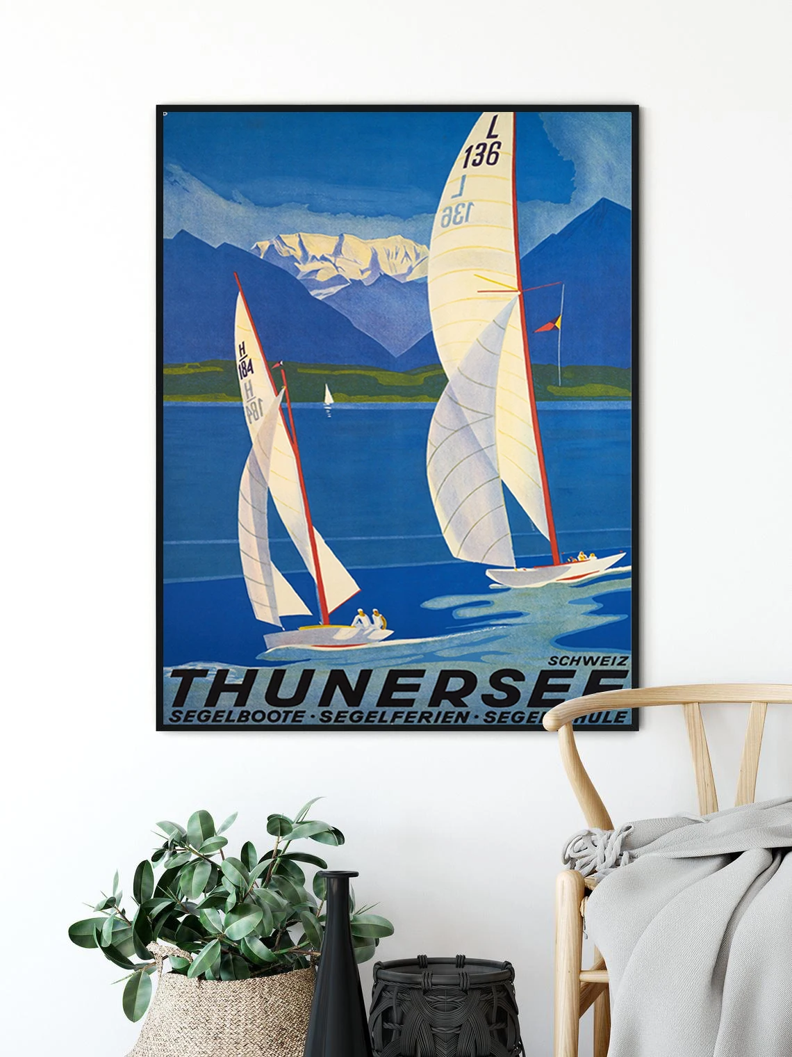 Thunersee Schweiz Travel Poster Painting Wall Decor On - Плакат-картина "Тунерзее Швейцария" для украшения стены.