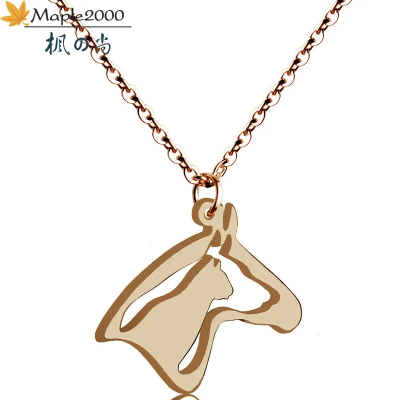 Женское колье из титановой стали с подвеской в виде головы лошади|Ожерелья