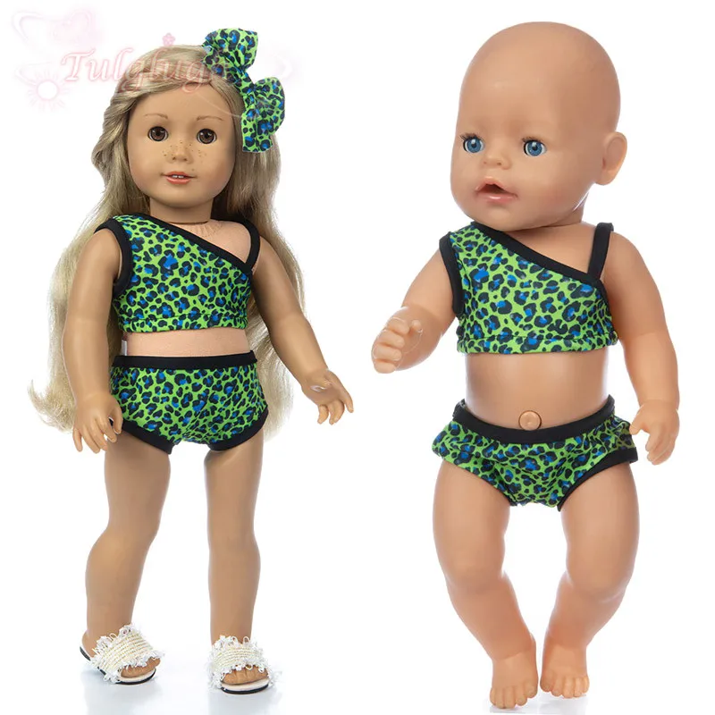 

Купальник с зеленым леопардом подходит для кукол 18 дюймов аксессуары для американской куклы игрушка для девочек 43 см Одежда для новорожден...