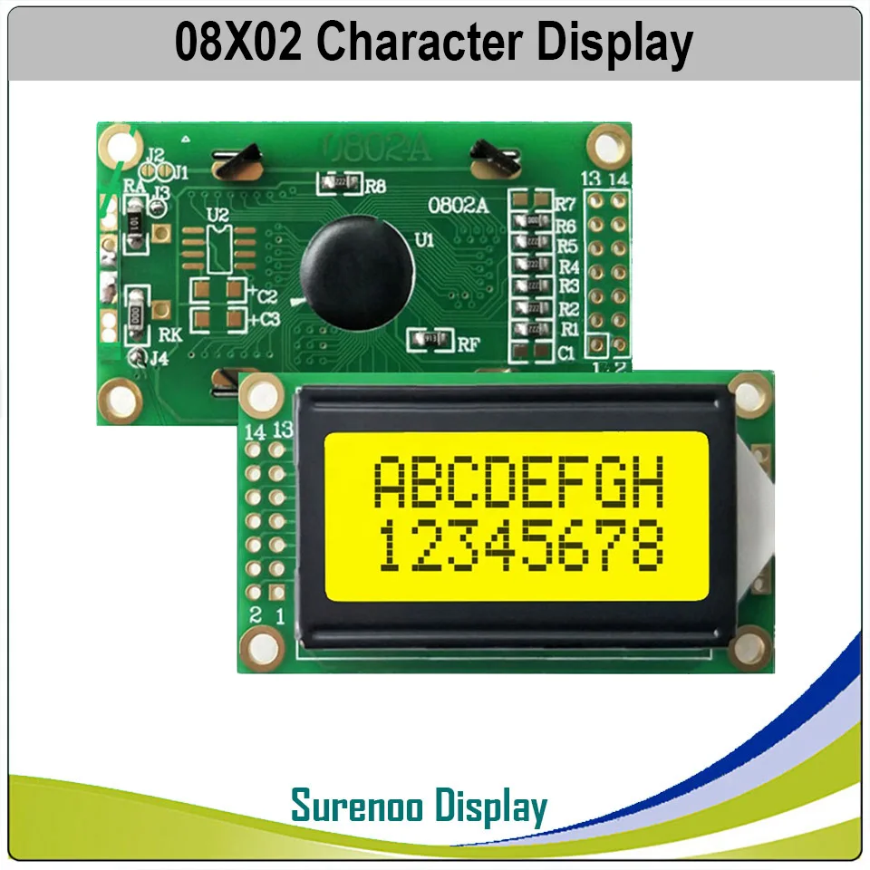 5 шт. X 8*2 0802 8X2 символьный ЖК-модуль дисплей экран LCM зеленая желтая задняя подсветка или синий цвет - Цвет: 14P Yelllow Green