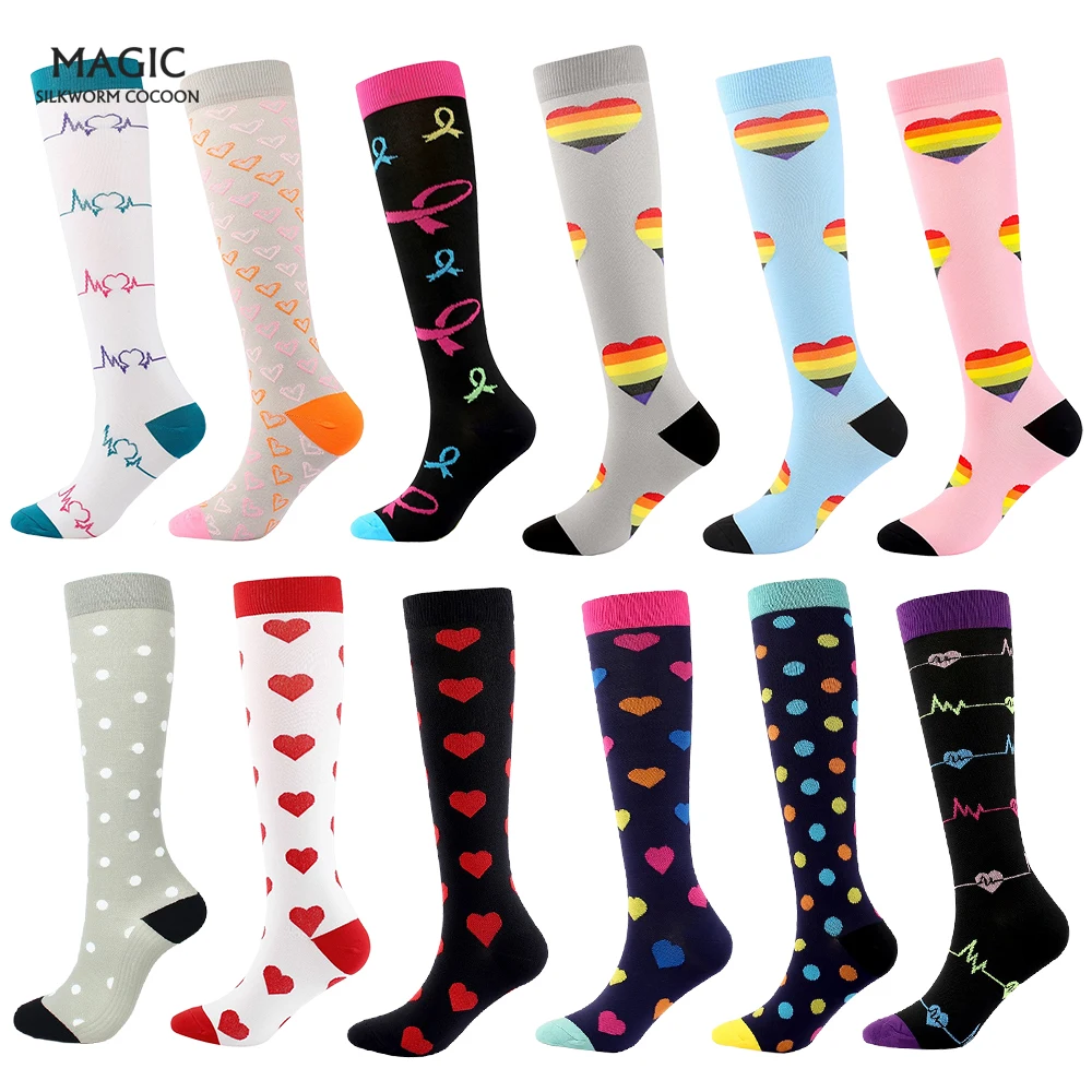 

3 Pairs/Set High Quality Durable Compression Socks for Marathon Men&Women Sports Compression Socks Cycling Socks Fit for Running