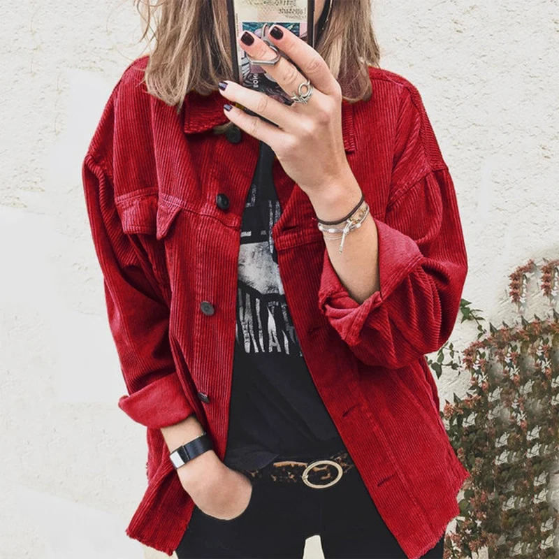 

Black Street Lady Oversize Jeans Outwear 2021 Singled Breasted Casual Jackets For Women Turn-Down Collar Autumn Coats G2900