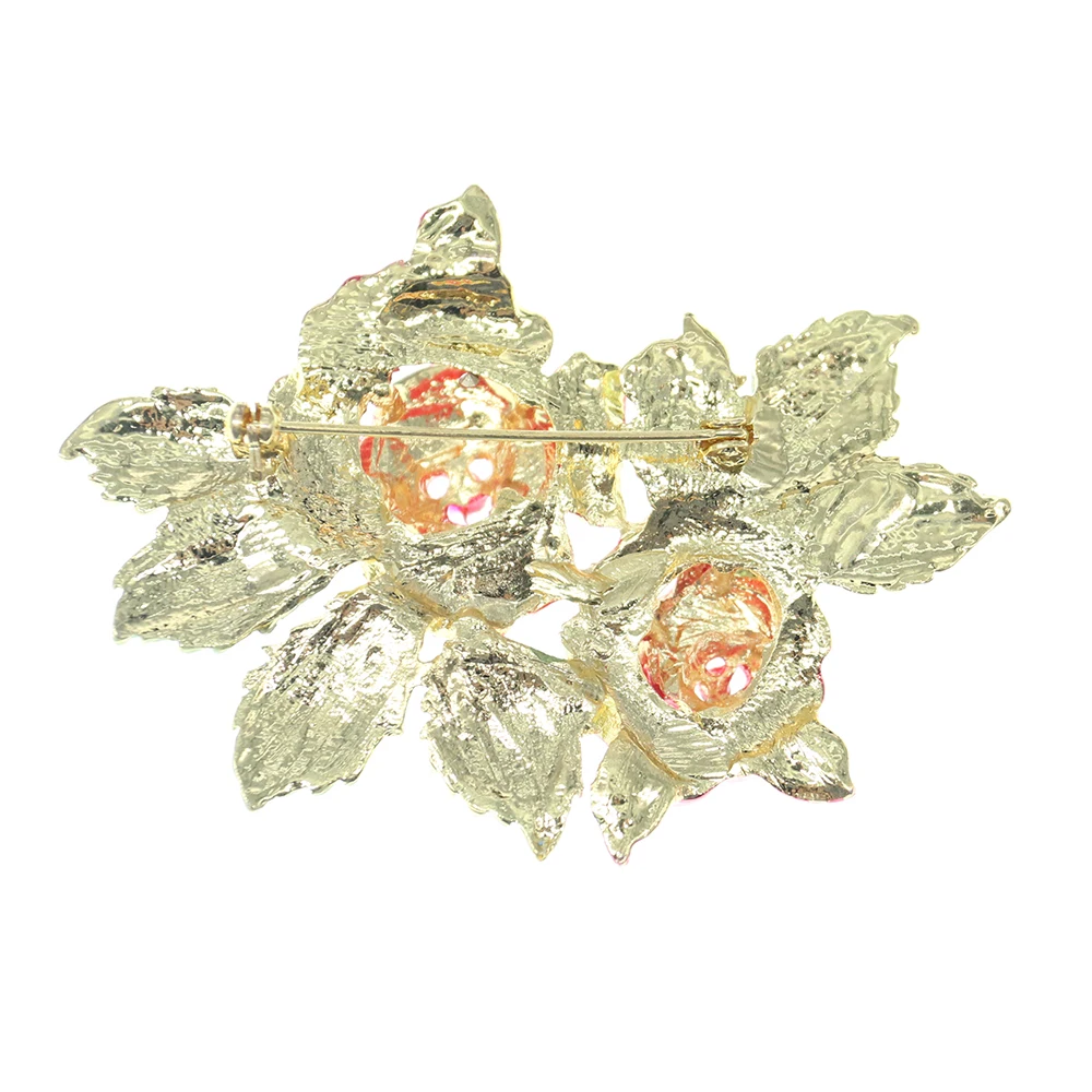 

100pcs/lot Wholesale Red Crystal Rose Flower Brooch Pin Flower Brooch Pin