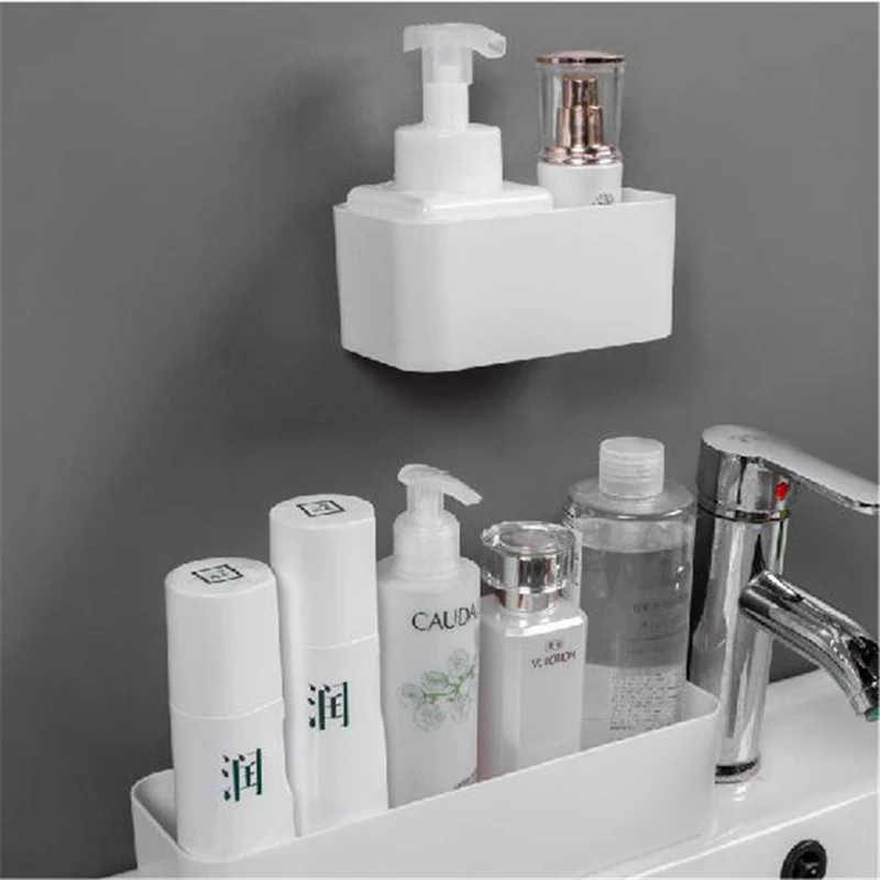 wall mounted storage box adhesive cosmetic remote control organizer for cupboard door wardrobe bathroom organizer phone holder free global shipping