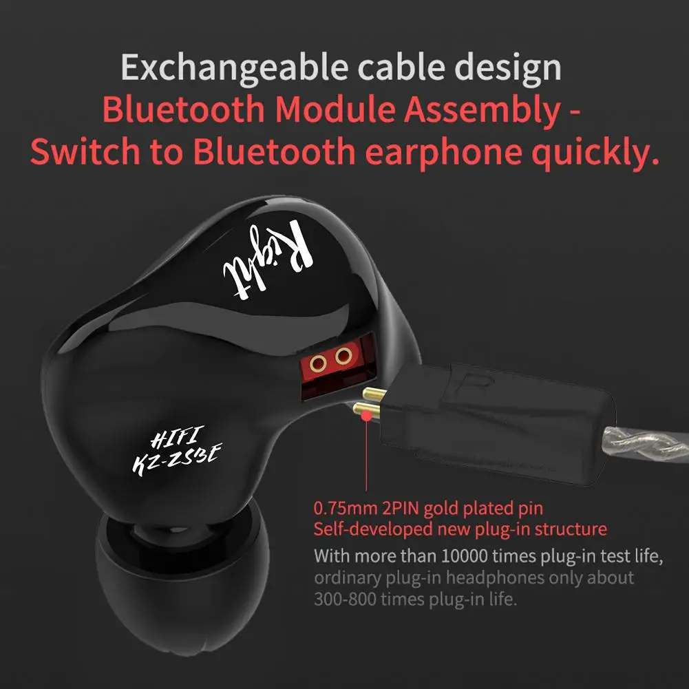 Плотным верхним ворсом KZ ZS3E наушники 1DD динамический внутриканальные мониторы