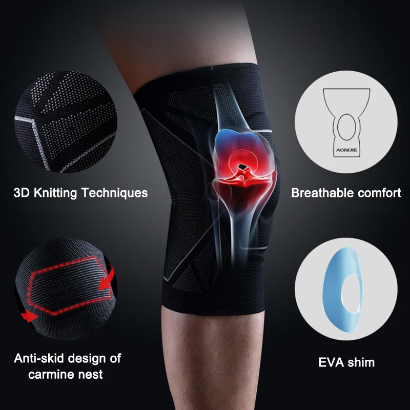 

Men Women Sports Knee Brace Support Pad Breathable Compression Pad for Basketball Volleyball Pain Relief HB88