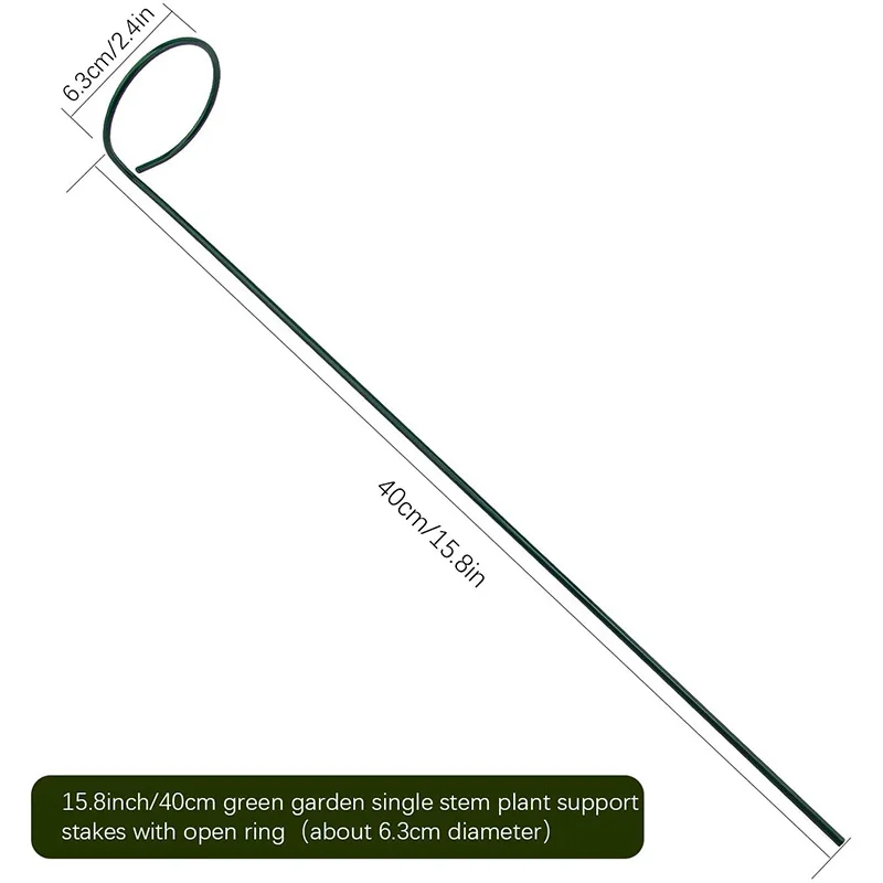 

Hot XD-6Pcs Plant Support Stakes iron wire Single Stem Support Stake Garden Support Ring for Flower/Tomatoes with Plant Clip