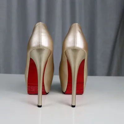 champagne color Темпераментные тонкие туфли с открытым носком на высоком каблуке-шпильке; коллекция года; сезон осень; Новое Элегантное праздничное платье; свадебные туфли; туфли-лодочки на каблуке 14 см - Цвет: champagne color
