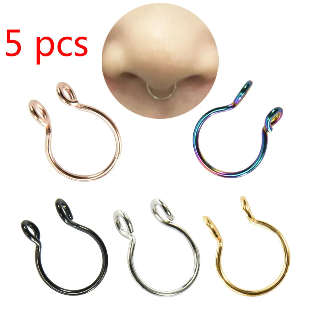 5 шт. не нужно перфорировать u образное кольцо для носа перегородки из нержавеющей