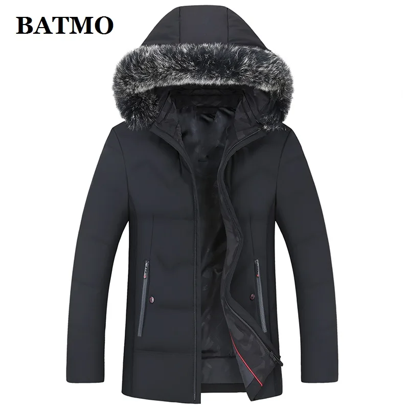 Мужская куртка с капюшоном BATMO 80% белый утиный пух мужские зимние куртки Мужское