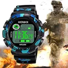 Часы наручные мужские цифровые, модные спортивные водонепроницаемые армейские камуфляжные, с силиконовым ремешком, с будильником, датой