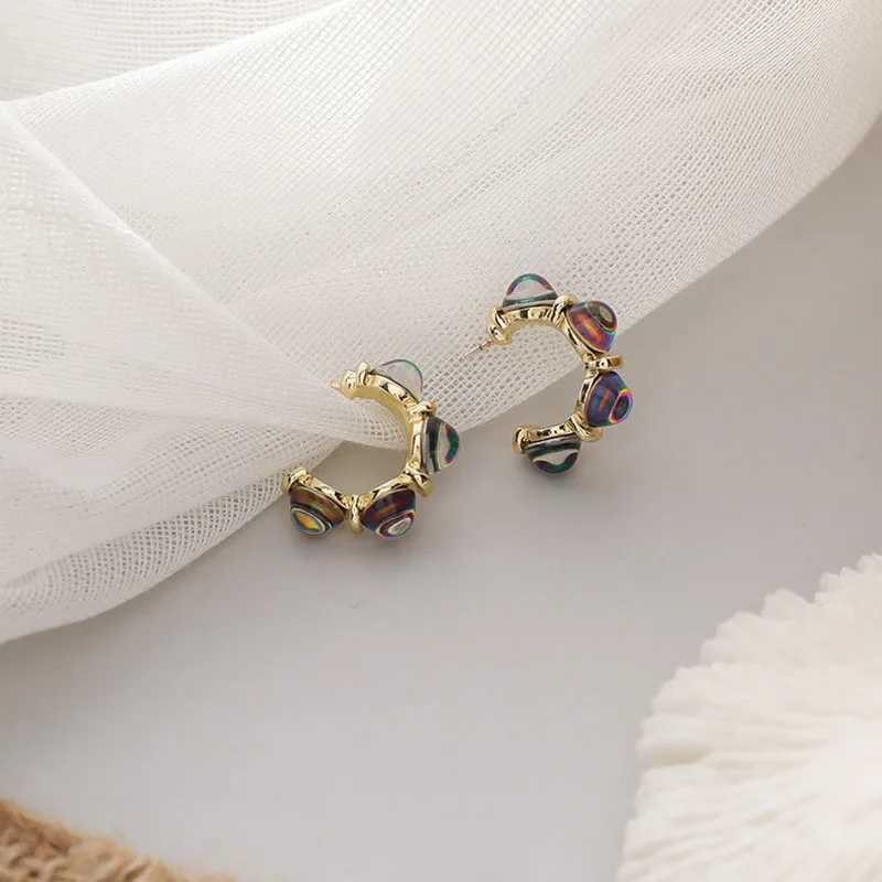 

Creative C- Shaped Geometry Full Colour Beaded Earrings fou Women Female Cross Border Cool Earring Jewelry Wholesale