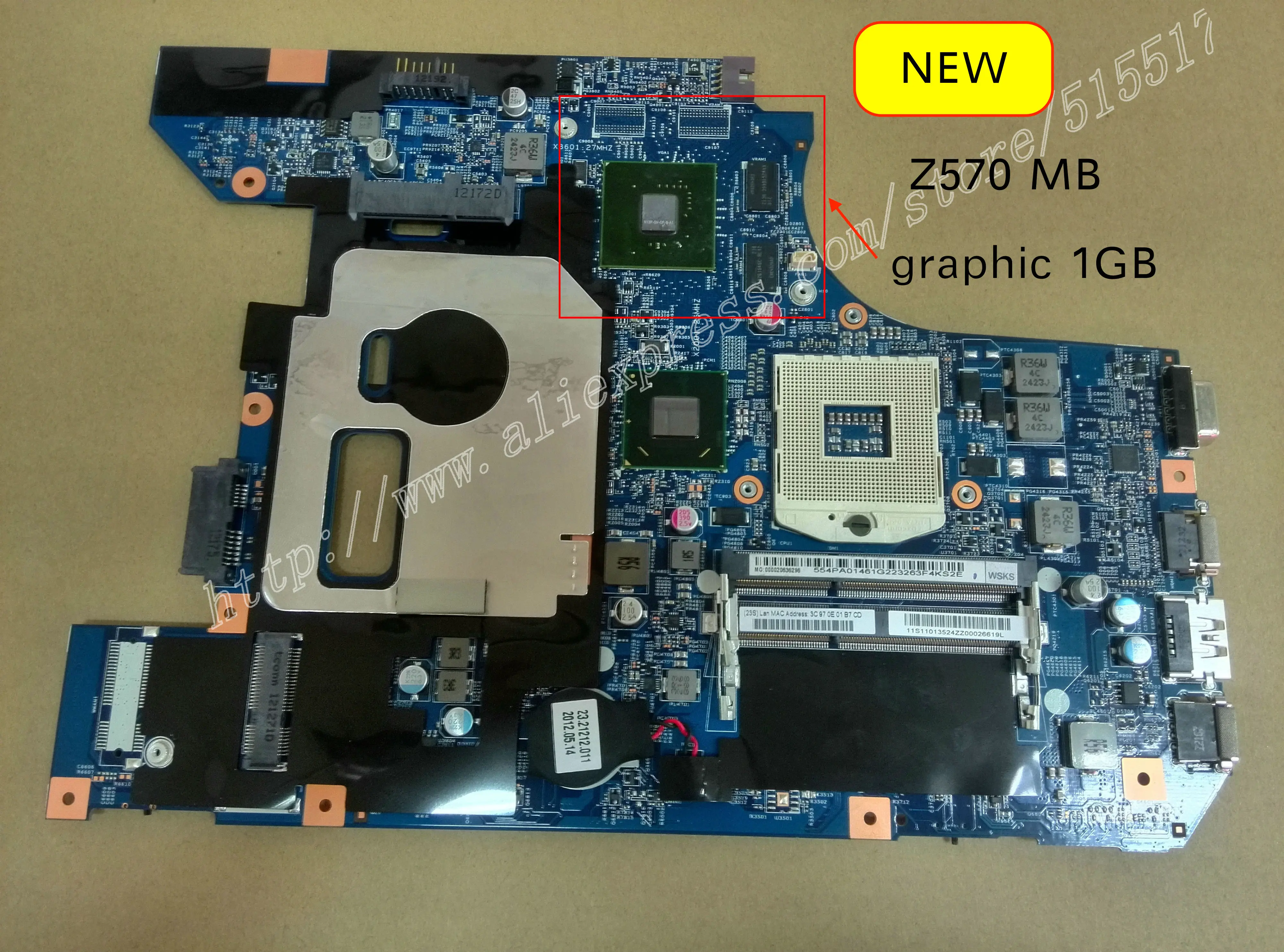 

Original NEW 48.4PA01.021 For Lenovo Z570 Laptop PC motherboard With NVIDIA GPU 1GB