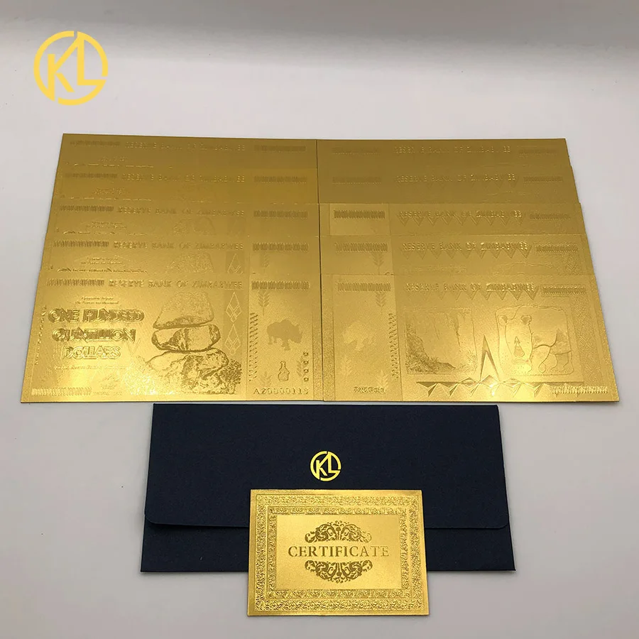 AZ0000113x10pcs AZ0000111 Лимитированное издание Rhinoceros сто хинольон Zimbabwe вийский долларов 24K золото Банкнота с охранной водяной маркой света - Цвет: AZ0000113x10pcs