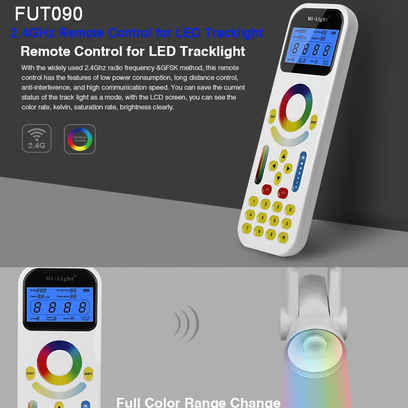 FUT090 Remote only Пульт FUT090 2,4 ГГц+ WiFi iBox1+ Miboxer LS1, DC12V 24 В 15A, 4 в 1 Умный светодиодный контроллер для одного цвета, RGB RGBW CCT полосы - Цвет: FUT090 Remote only