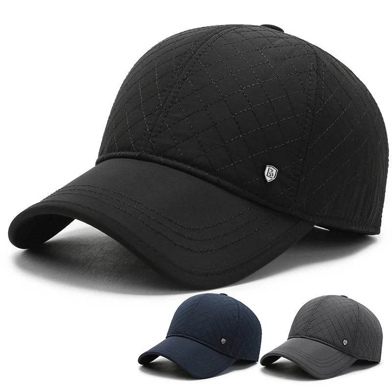 

Men's Winter Warm Woolen Peaked Baseball Cap Hat with Earmuffs Metal Buckle Hunting Hat with Fold Earmuffs Warmer