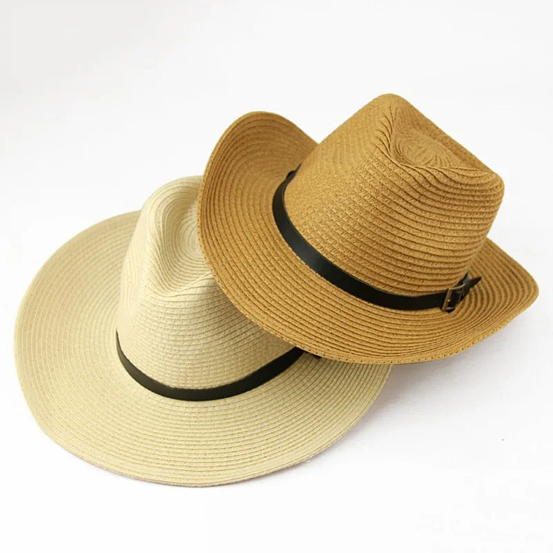 Мужская соломенная шляпа от солнца складная с широкими изогнутыми полями в