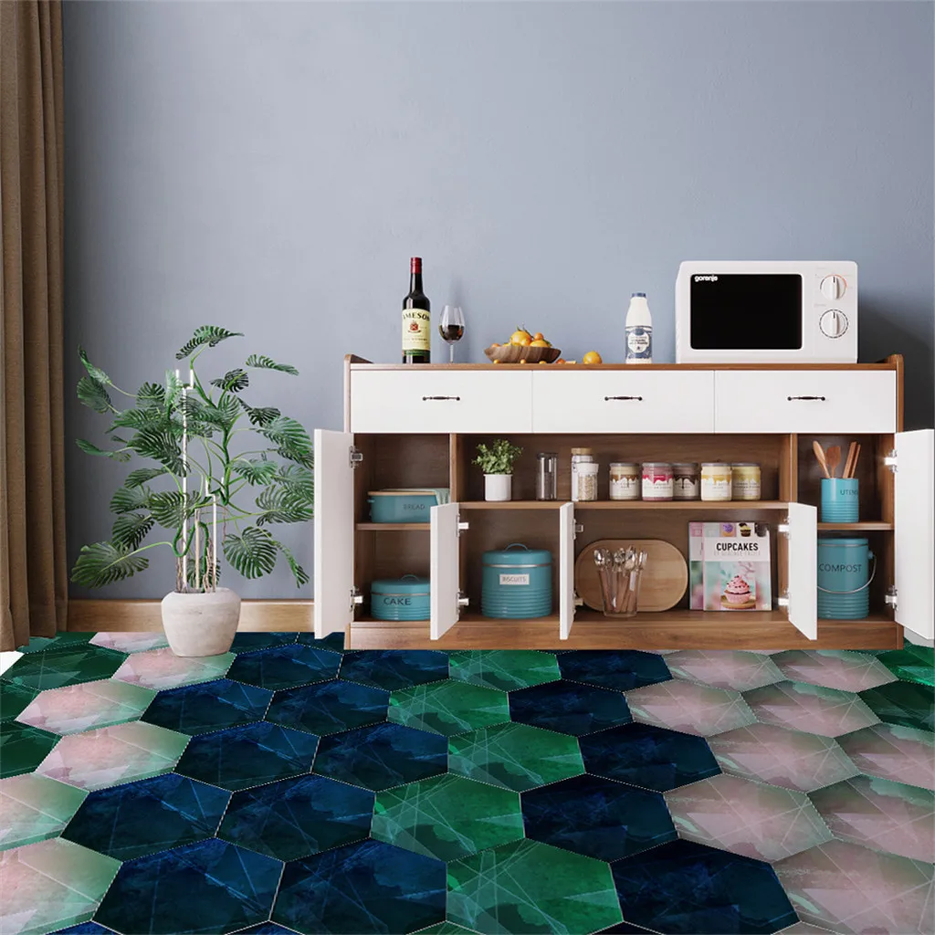 10 шт. Шестигранная самоклеящаяся Нескользящая настенная напольная плитка для