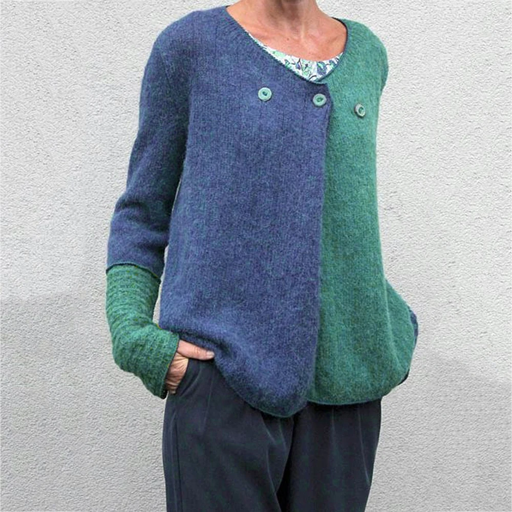 Женский вязаный свитер с V образным вырезом большого размера| |