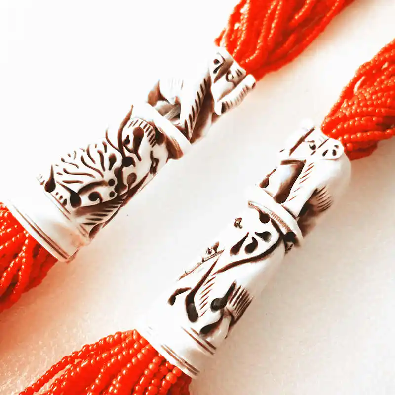 TNL297 колье в тибетском стиле Резные из кости яка Слоны Лев племени ожерелья с