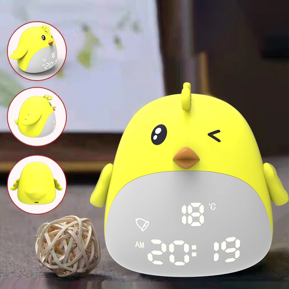 USB ночник милый цыпленок цифровой будильник с тремя уровнями для детской спальни