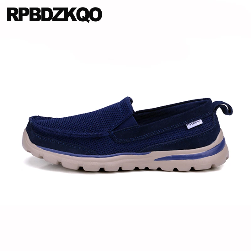 Sneakers Round Toe Comfort Skate Men Mesh Slip On Shoes Designer Trainers Plus Size 2021 Breathable Casual Navy Blue Fashion |