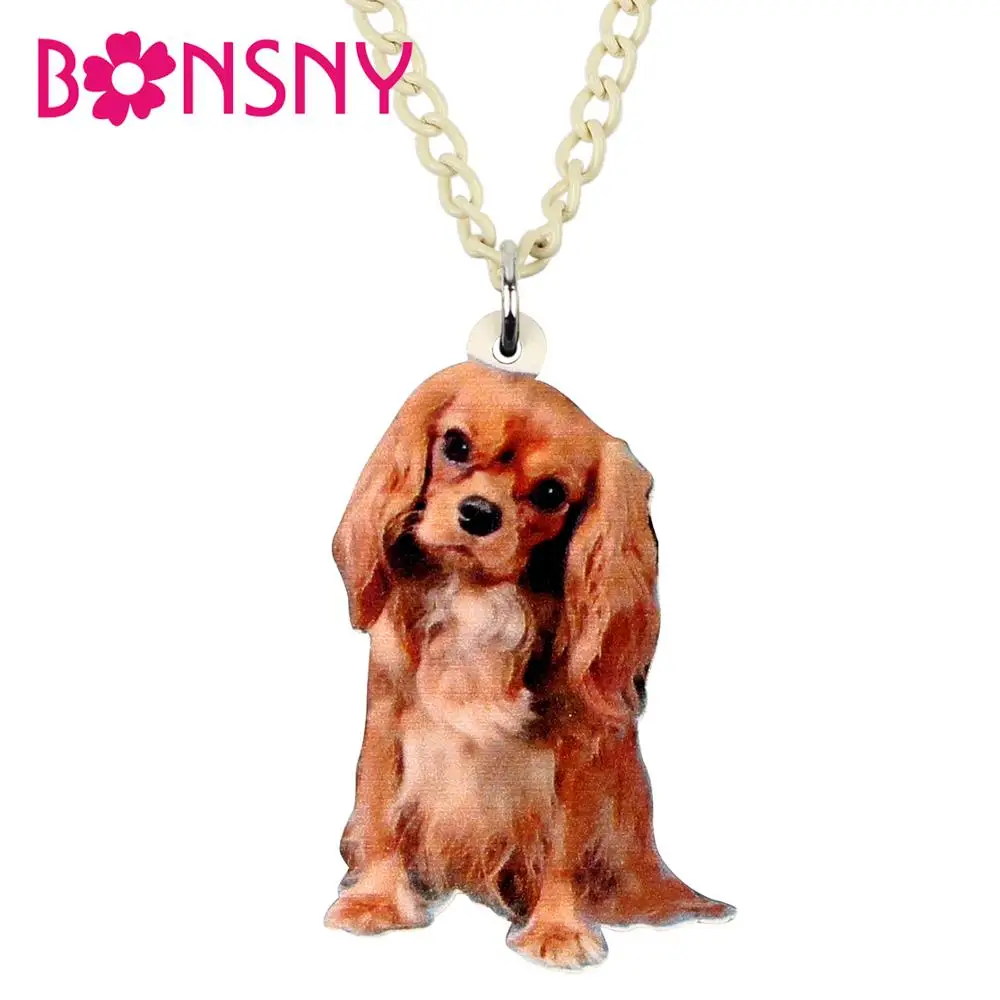 Акриловое ожерелье Bonsny в виде милой собачки кавалера Карла спаниеля