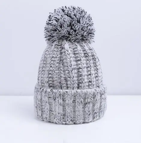 Модная шапка с помпонами для женщин, женские шапки Skullies, женские шапки бини, теплая вязаная шапка, женская зимняя шапка, Брендовая женская шапка бини - Цвет: gray