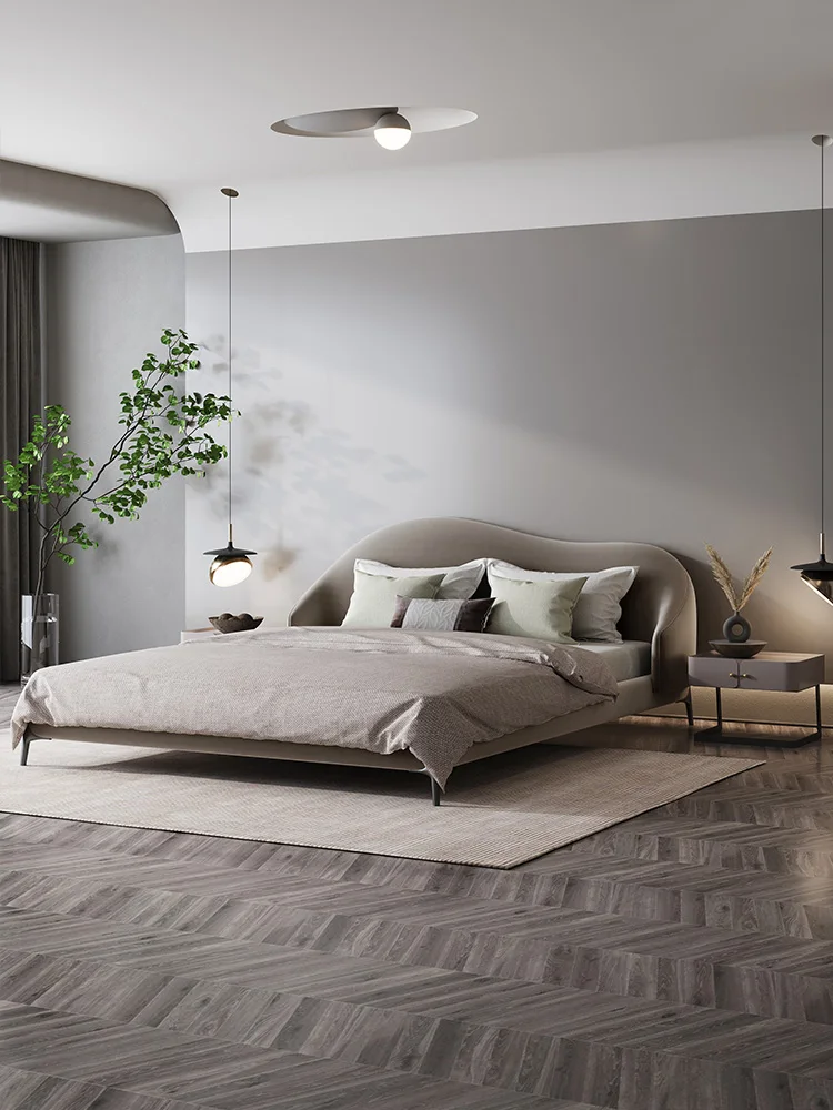 

Modern light luxury double bed simple style wedding bed Nordic 1.8m small apartment master bedroom soft bed ins